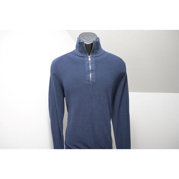 Banana Republic 1/4 Zip Neck Sweater Dark Blue Cotton Blend Casual Mens Medium - Picture 3 of 7